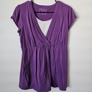 VINTAGE Motherhood Nursing Shirt; Maternity or Postpartum; M; Purple